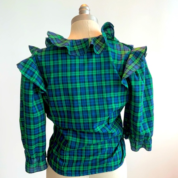 Vintage Flattering Ruffled Wrap Cotton Top Sz 8 - Picture 6 of 7